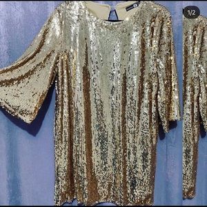 Oversized gold sequence dress fits M/L